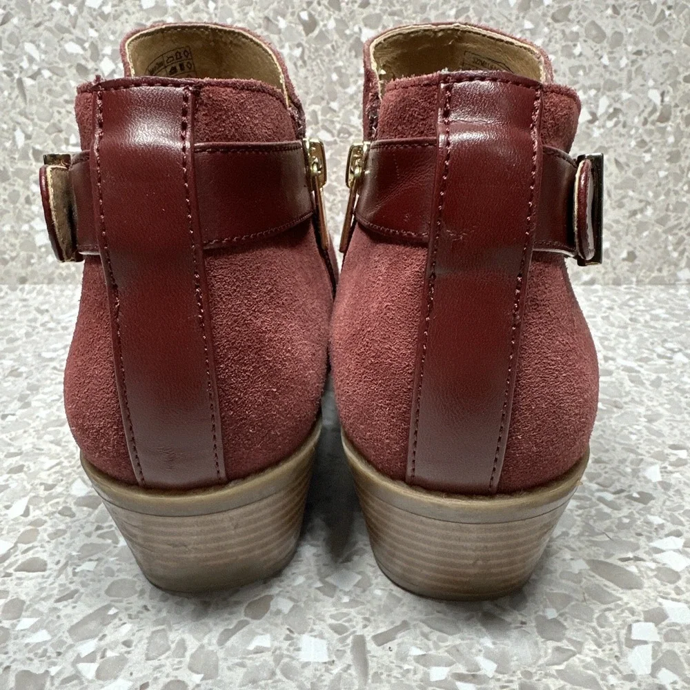 Vionic‎ Ankle Boots Womens 7 Burgundy Suede Side Zip Orthotic Comfort Booties